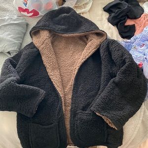 Oversized teddy reversible jacket